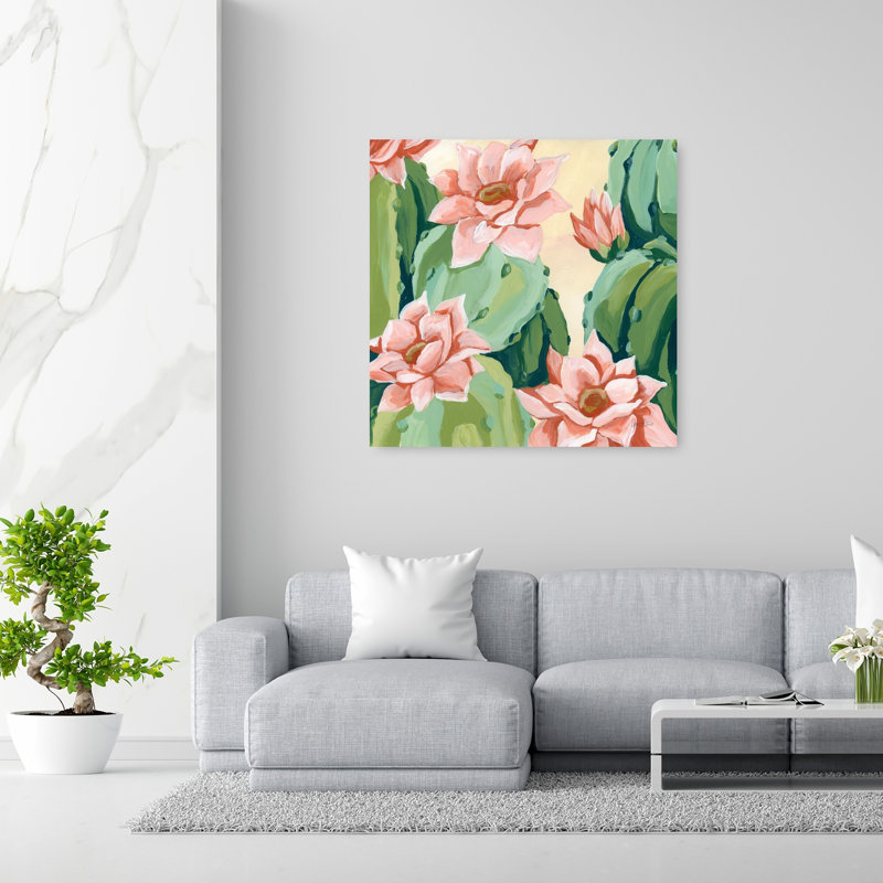 Fleurs du désert | Affiche murale abstraite et contemporaine représentant un paysage de cactus et de fleurs succulentes