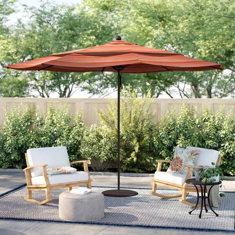Parasol de marché 11 pi Silva, Sunbrella® mangue rayé Dolce, Blanc mat
