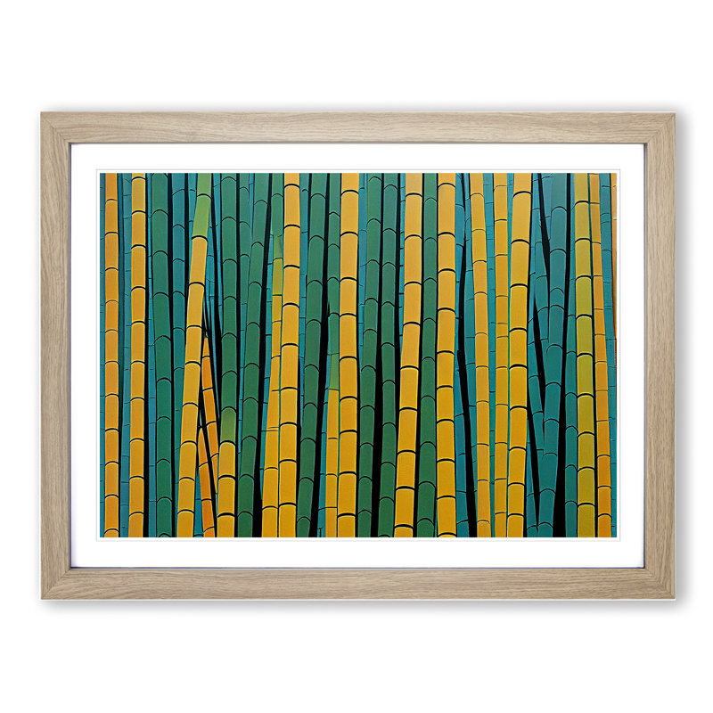 Unbeatable Abstract Bamboo Forest - Framed Print, 25cm H x 34cm W x 2cm D, Oak Framed