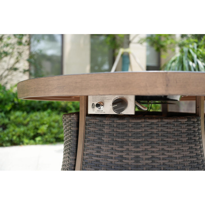 Areefa 6 - Person Wicker Patio Dining Set with Round Table , Cushions Included