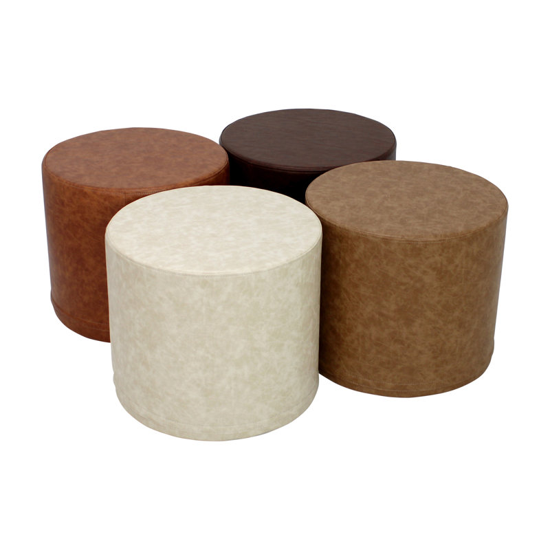 SoftScape 18" Round Ottoman, Distressed Assorted, 16" H x 18" W x 18" D