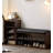 Mid-Century Modern Solid Wood Shoe Storage Bench with Fluted Glass Drawer