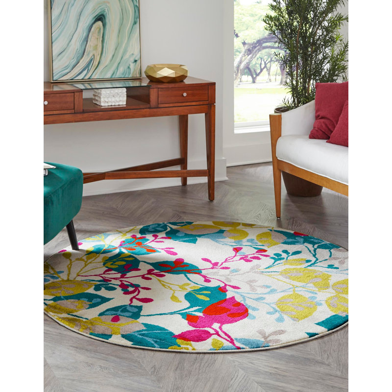 Analiese Floral Indoor Rug, Round 5'3"