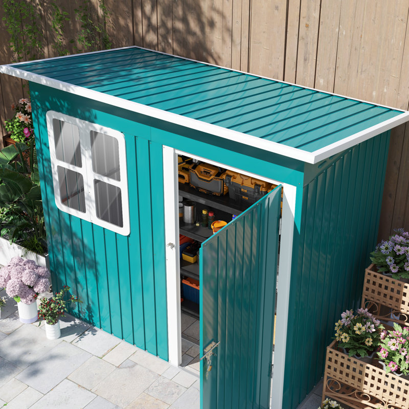 Outsunny 7 x 4ft Storage Shed, Galvanised Steel Garden Shed, Green