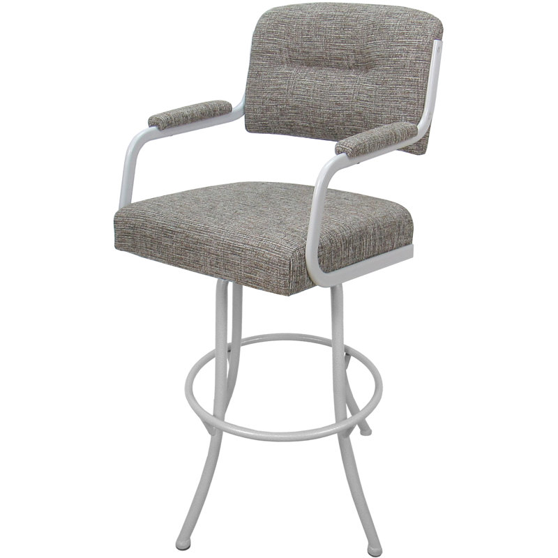 Tabouret de comptoir pivotant rembourré avec structure en métal Ilarrold, Blanc, Bar Stool (30" Seat Height)