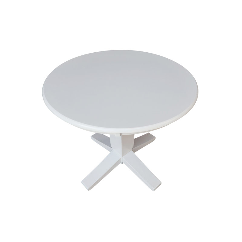 Grachan Ronund Top Dropleaf Dining Table, White, 29.9"H x 36"L x 36"W