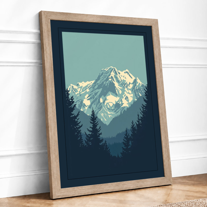 Mountain At Dusk Minimalist - Print, A1 - 84.1 x 59.4 cm, Oak