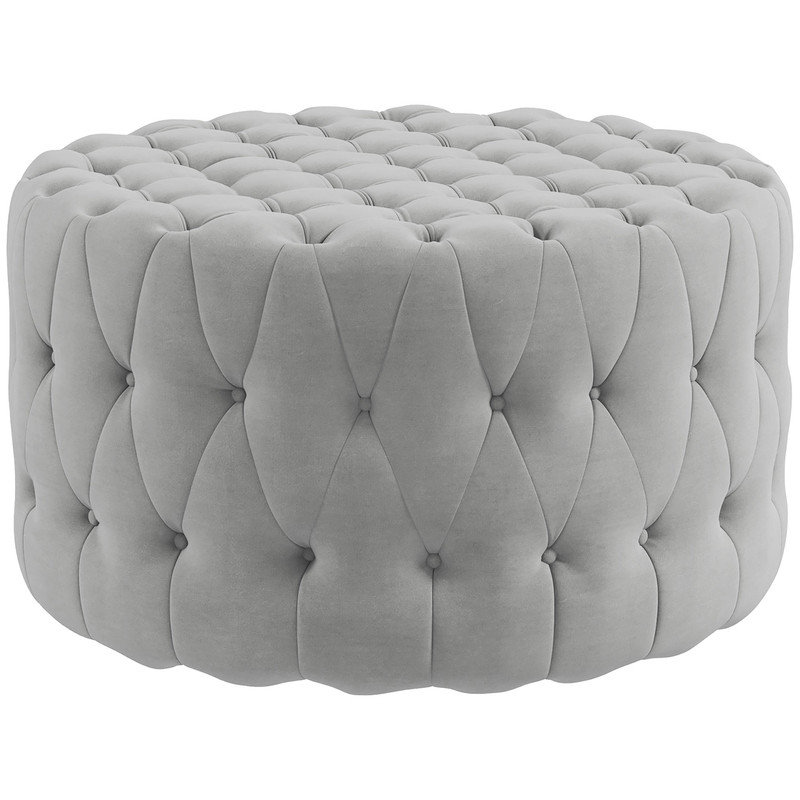 Repose-pieds capitonné avec repose-pieds et table basse, Gris clair