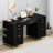 Computer Desk with 7 Drawers, 57 Inch Home Office Desk with File Drawers,Executive Desk with Golden Legs and Handles-372571989