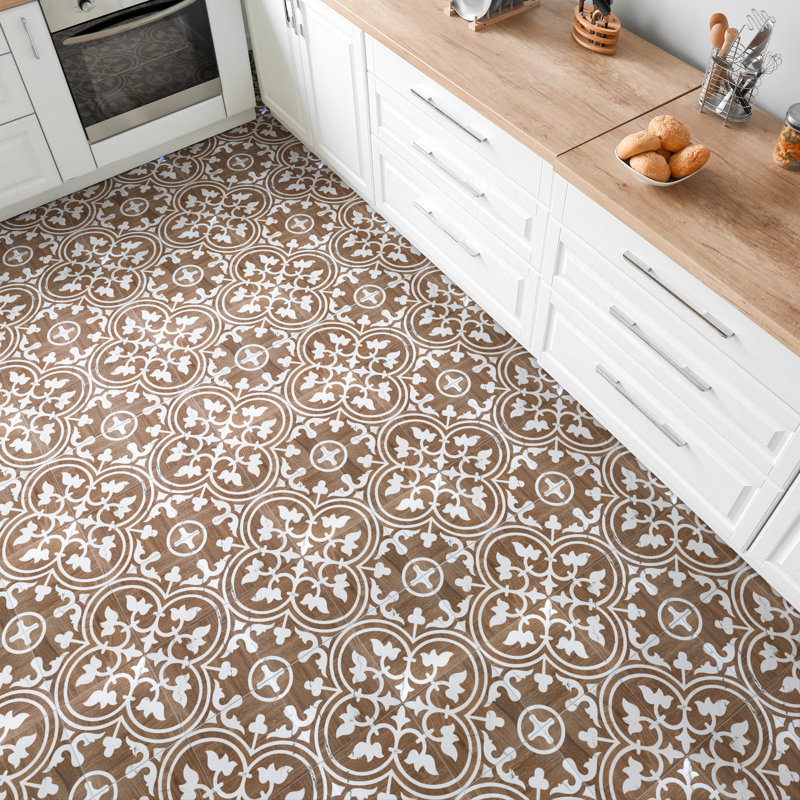 Llama Arte Loire Verso 10" x 10" Porcelain Patterned Wall & Floor Tile, Brown