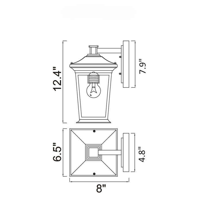 Lanterne murale d'extérieur 1 lumière Shaunte pour patio, jardin et cour arrière, H 12,4 po x l 6,5 po x P 10,2 po