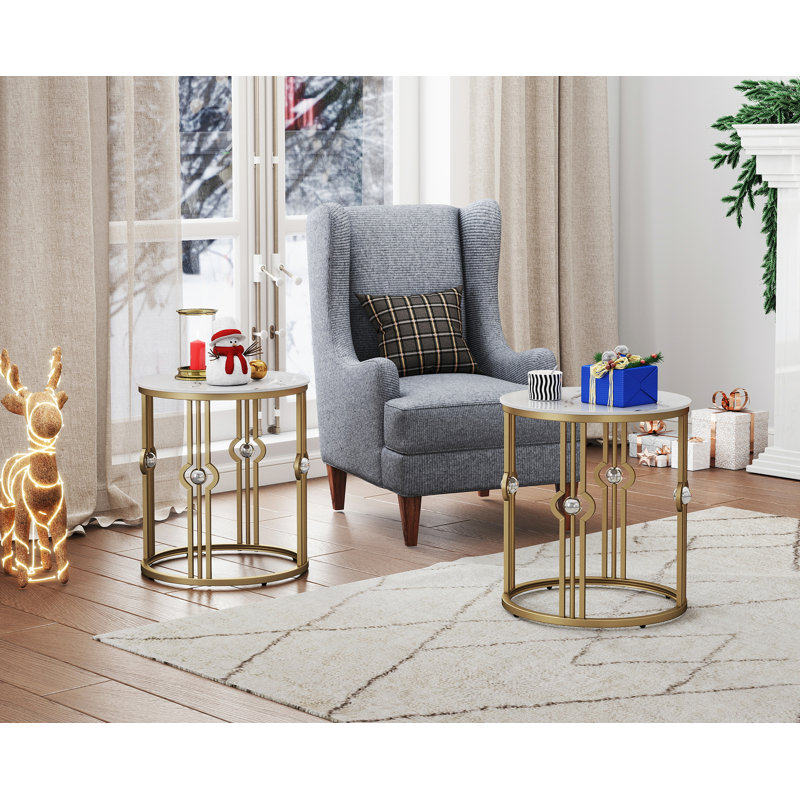 Modern Round 2-piece End Table Set