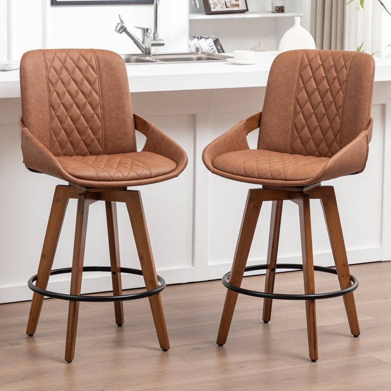 Modern Swivel Bar Stool, Counter Stool (66.8cm Seat Height), Brown