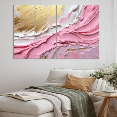 Éclat de spirale rose et doré III 4 pièces