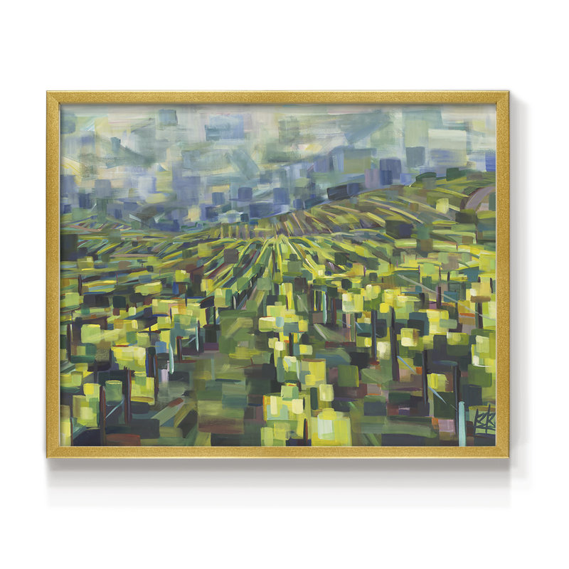 Vignes jaunes pour toujours - impression encadrée - réarmable, H 11 po x l 14 po