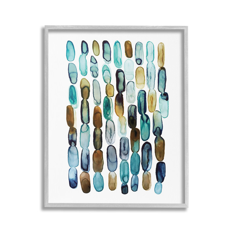 "Cadre simple à motif de formes oblongues bleues" par Lisa Nohren sur toile, Giclée encadrée noir minuit, H 30 po x l 24 po