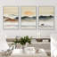 «Abstract Landscape Rising Sun Misty Ocean Mountain», peinture sur toile 3 pièces-70991605-70991602