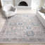 Tapis oriental en polypropylène et polyester Saxton, beige | Bleu-91693536