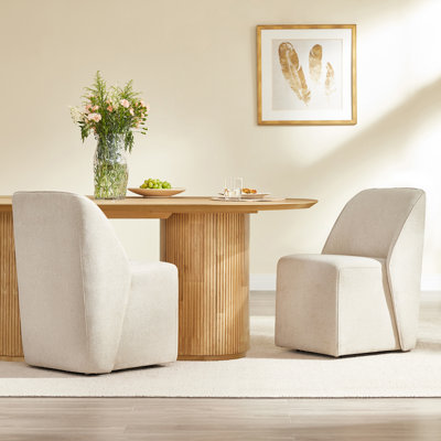 Fully Upholstered Dining Chair with Casters