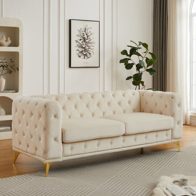 Canapés modernes en velours, design luxueux Chesterfield, parfait pour le salon