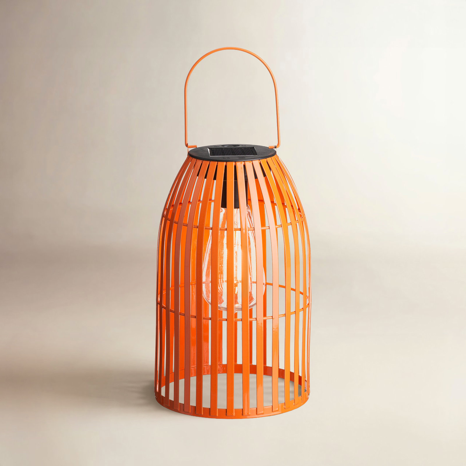 Nyota Metal Woven Solar Hanging Lantern, Orange