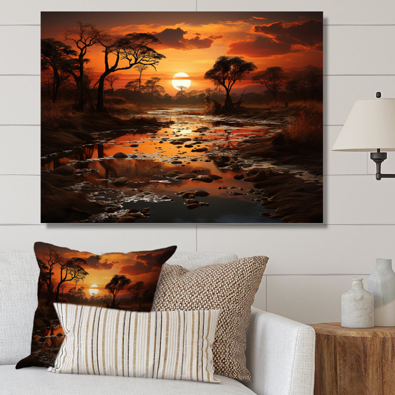 «African Sunset Oasis I», reproduction sur toile, H 24 po x l 32 po x P 1 po, Toile tendue