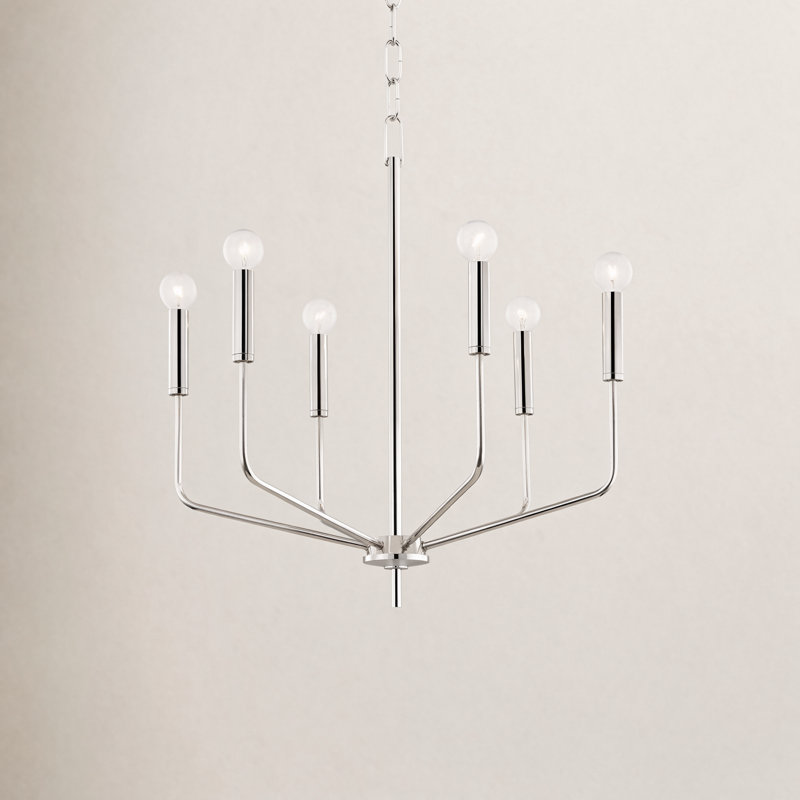 Lustre 6 lumières Diane, Nickel poli