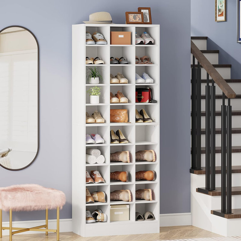 30 Pair Shoe Storage Cabinet, White