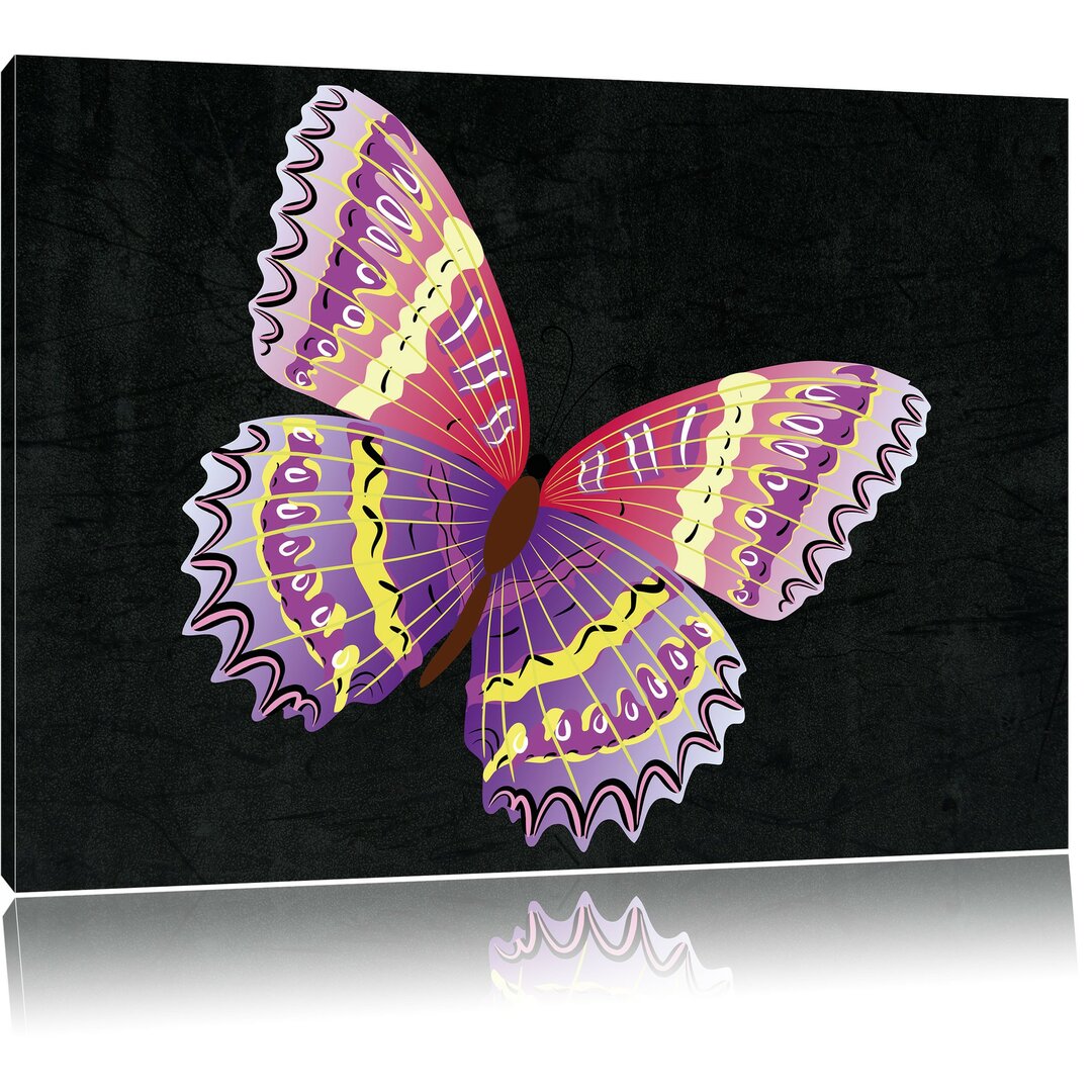 Leinwandbild Hübscher Pink Schmetterling in Schwarz/Lila