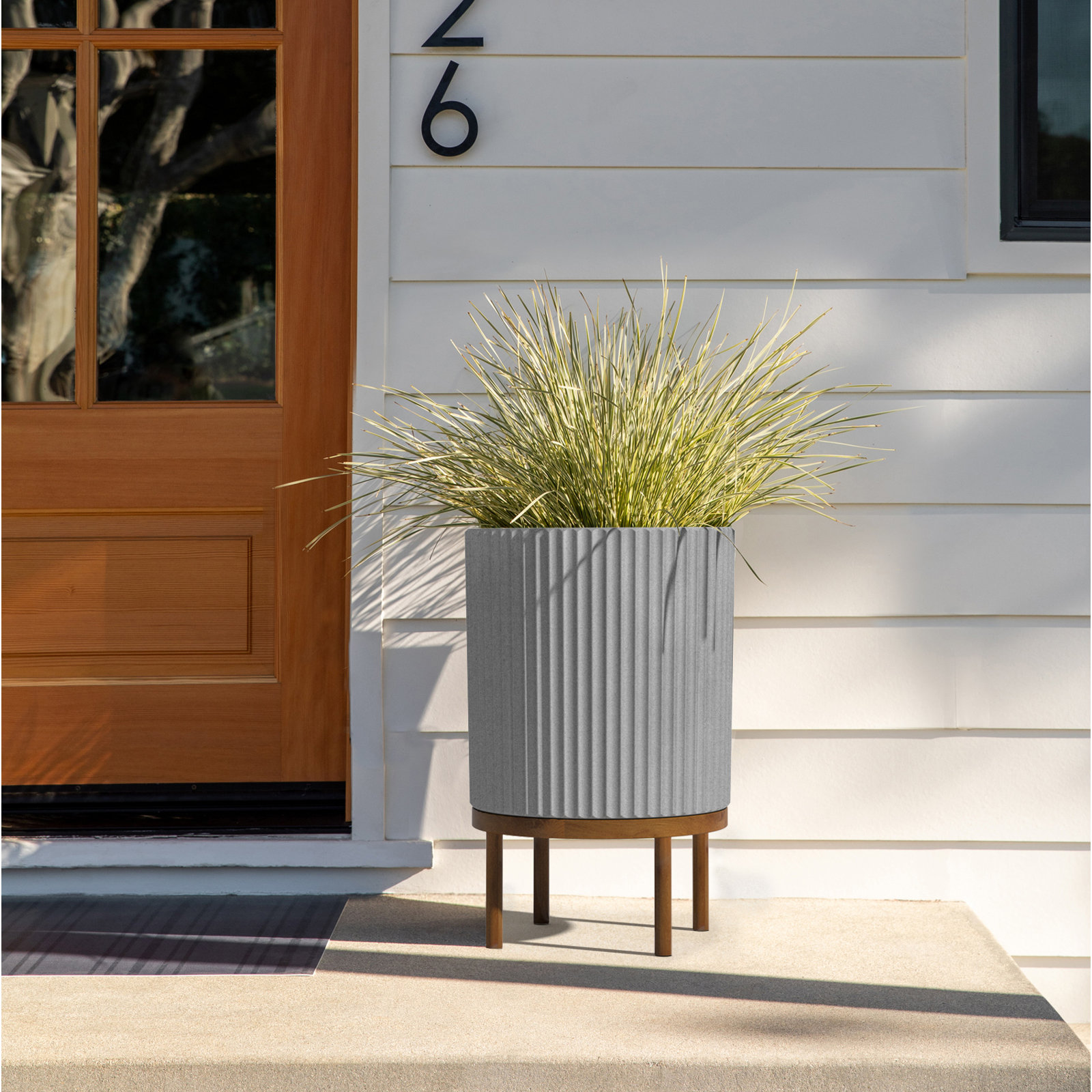 Demi 15" Pot Planter, 1, Gray/Brown, 22" H x 14.75" W x 14.75" D