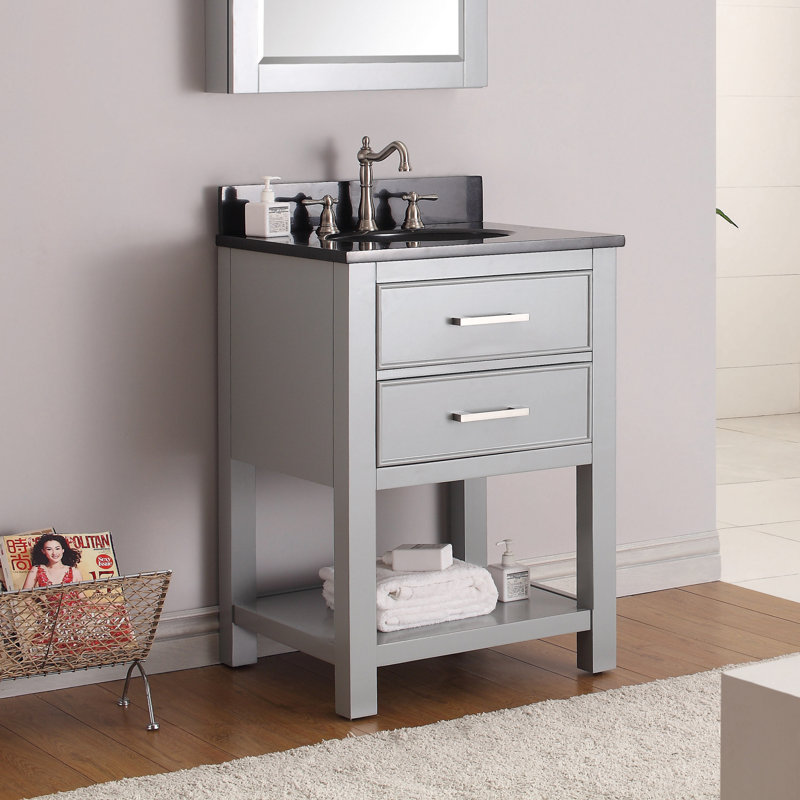 Brooks 25'' W Single Vanity, Chilled Gray, Carrera White Marble