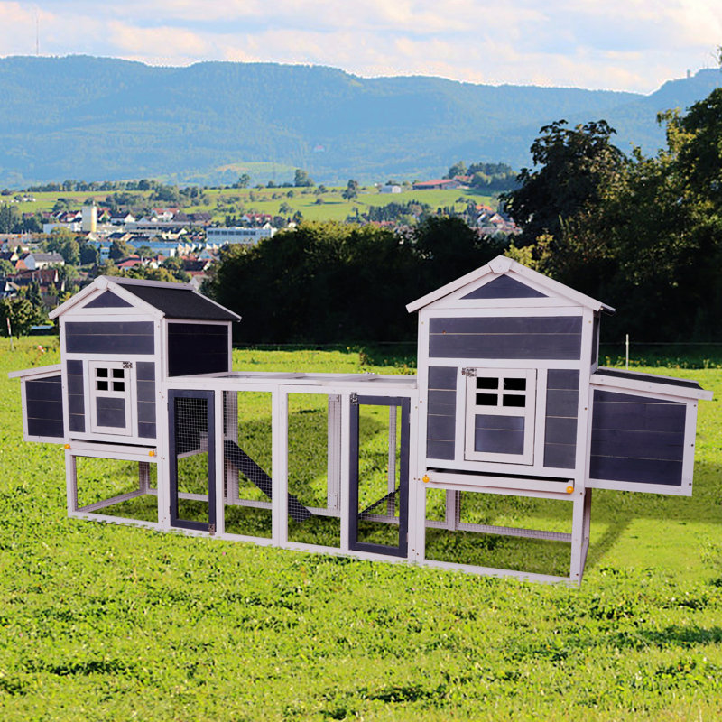 Durinda Chicken Coop, Gray/White