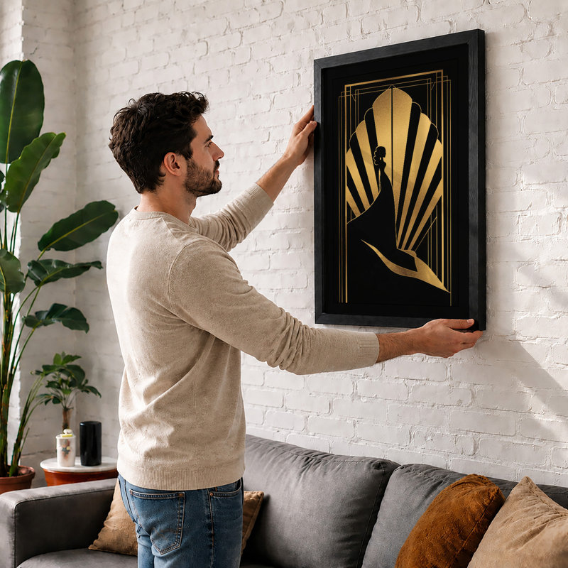 Golden Silhouette Art Deco - Framed Print, Unframed, A3 - 42.0 x 29.7 cm