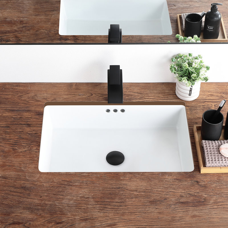 Lavabo de salle de bain moderne encastré en céramique blanc avec trop-plein 21,8 "X 14,0"