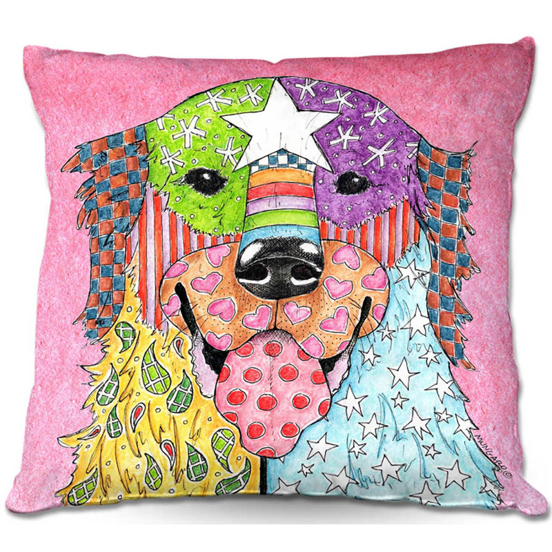 Reversible Throw Pillow, 16" x 16", Pink