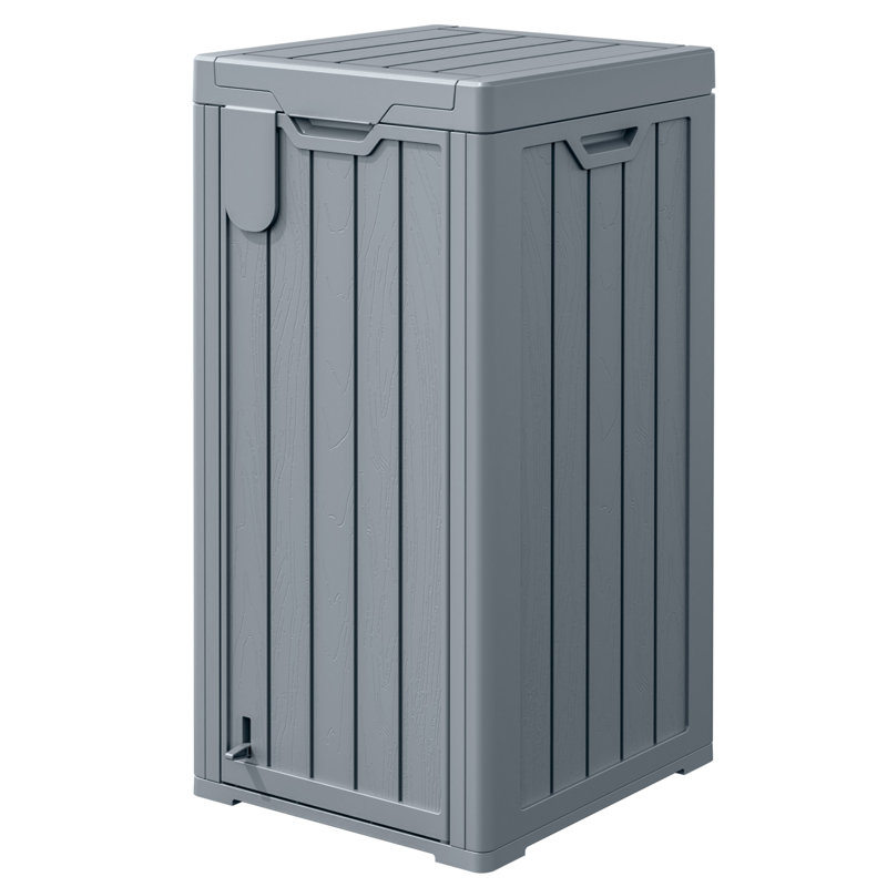Poubelle extérieure 34 gallons, conception à double accès avec porte avant et porte-étiquette suspendu, Gris