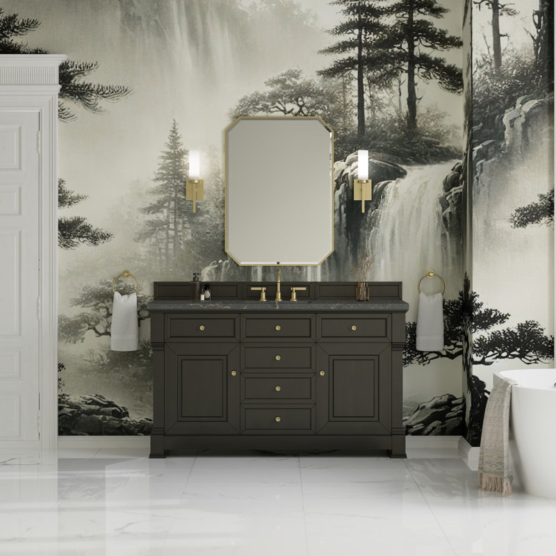 Brookfield Single Vanity, Widespread, Parisien Bleu, Black Onyx