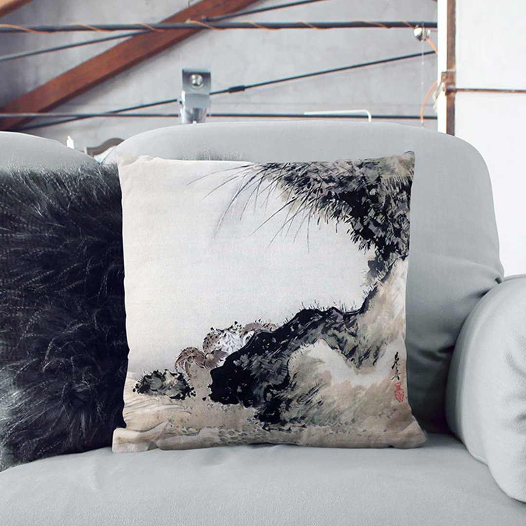 Crabs on Shore Rocks by Shibata Zeshin Cushion with Filling