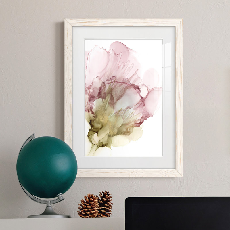 Floraison rose II encadré mat - prêt à accrocher, H 32 po x l 23 po x P 1 po, Cadre blanc