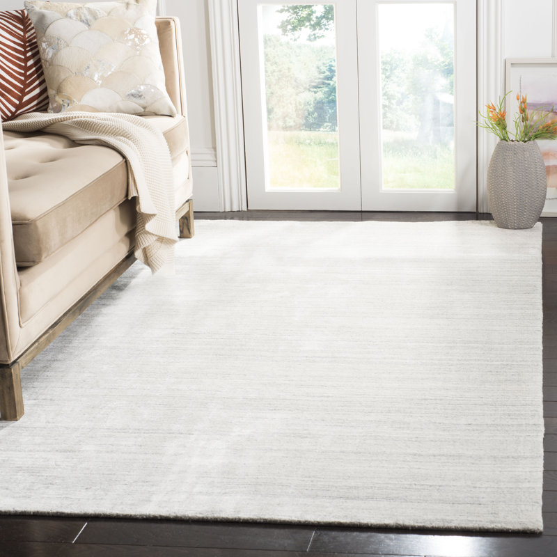 Tapis ivoire / gris tissé à la main Mcelroy, Rectangle 8 pi x 10 pi