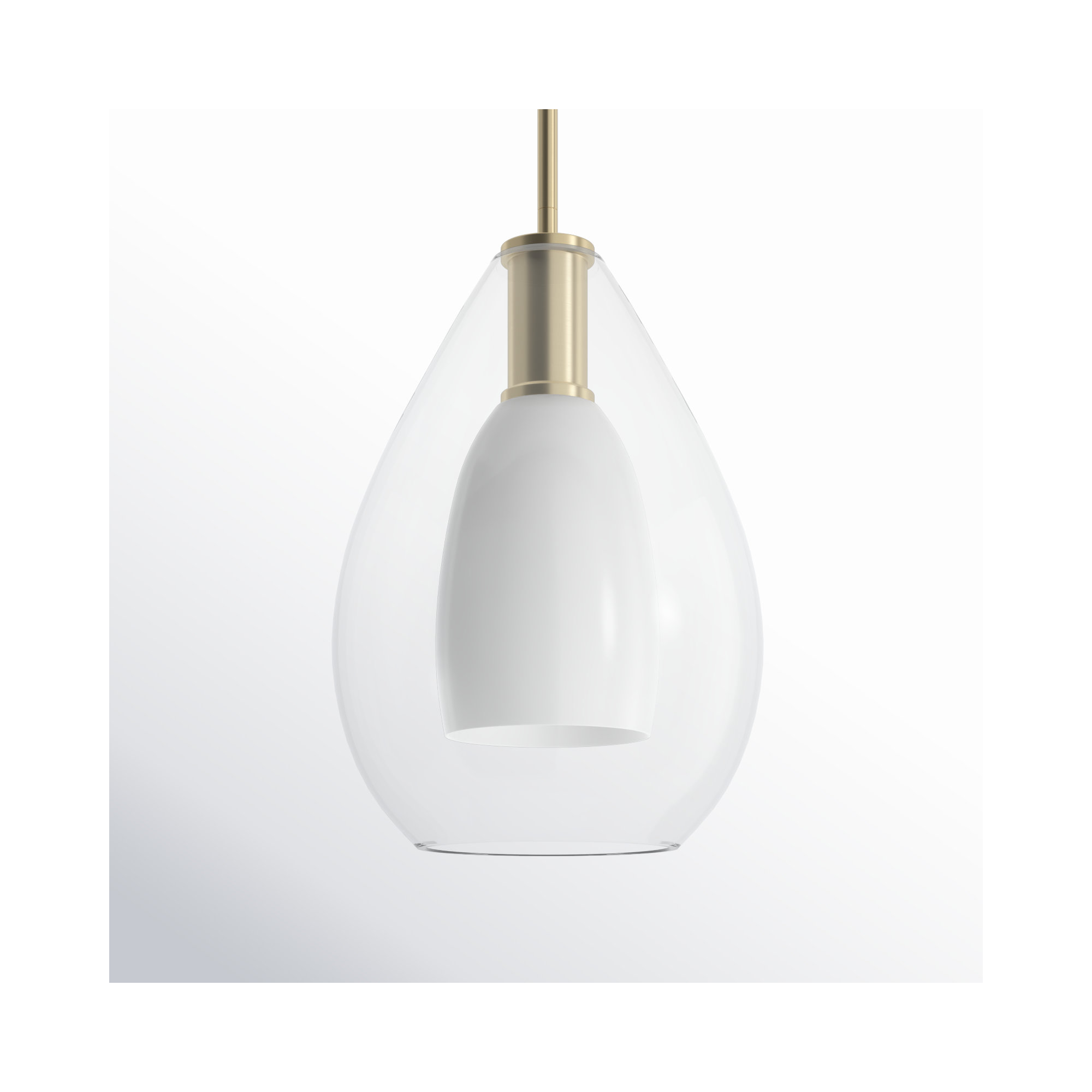 Eldine Single Light Glass Dimmable Pendant, 14.25" H x 9.87" W x 9.87" D, Brushed Gold