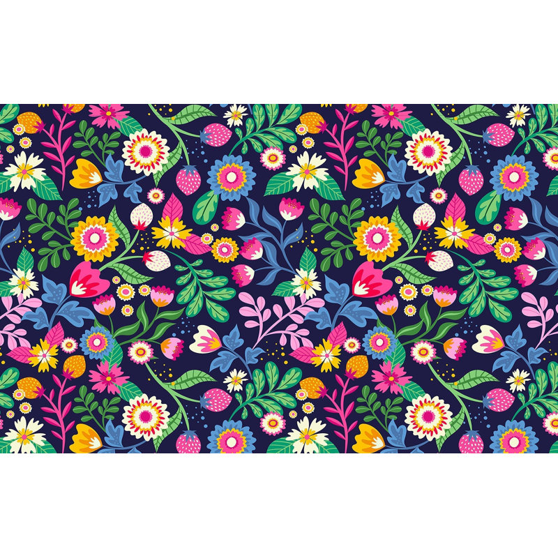 Murale pelez et collez de qualité supérieure - motif floral, L 120 po x l 180 po