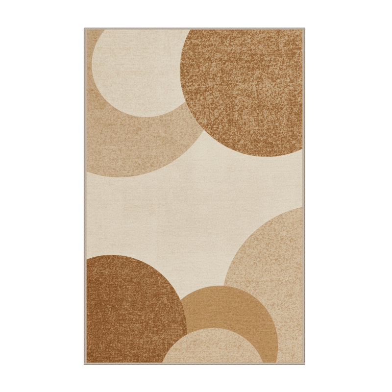 Soft Plush Fabiano Thanksgiving Modern & Contemporary Abstract Area Rug in Beige – Beige Binding, 3x5