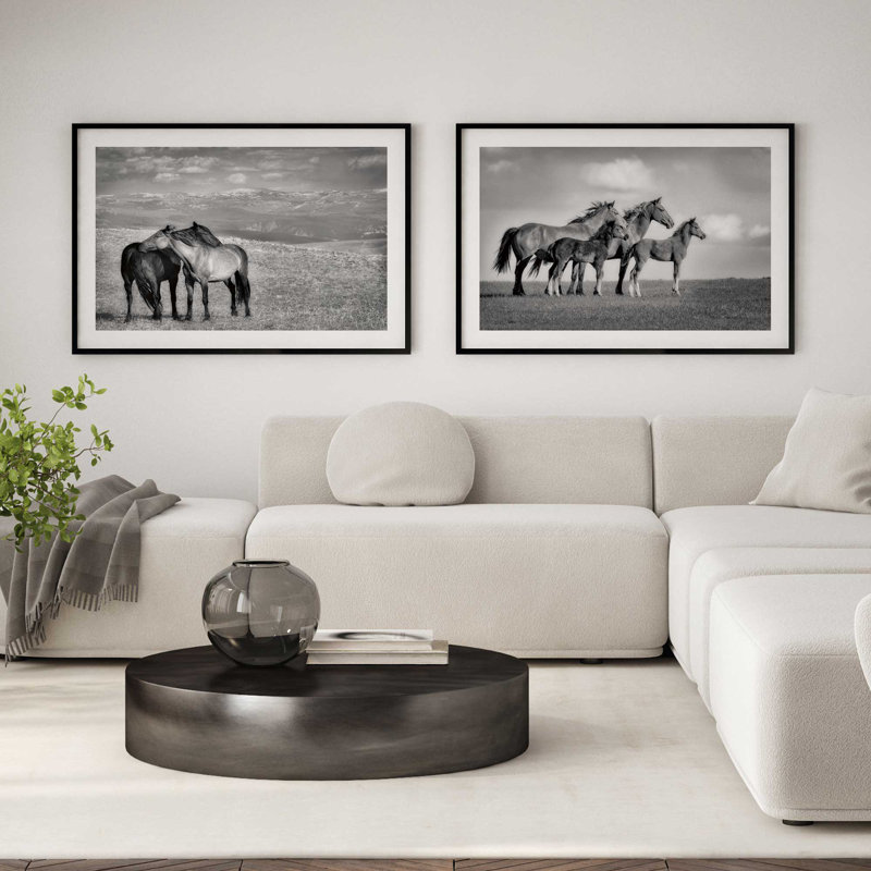 Free Spirits Set of 2 Prints in a Frame, 12.5" H x 29.5" W x 1.25" D, Weathered Zinc Framed