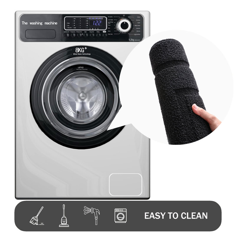 Kitchen Mats 2-Piece Non Slip,Absorbent Dirt-Resistant Machine Washable Rug for Laundry,Entry, Black