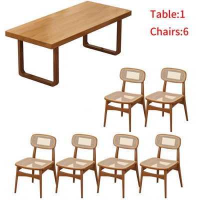 Nordic style solid wood rectangular table set