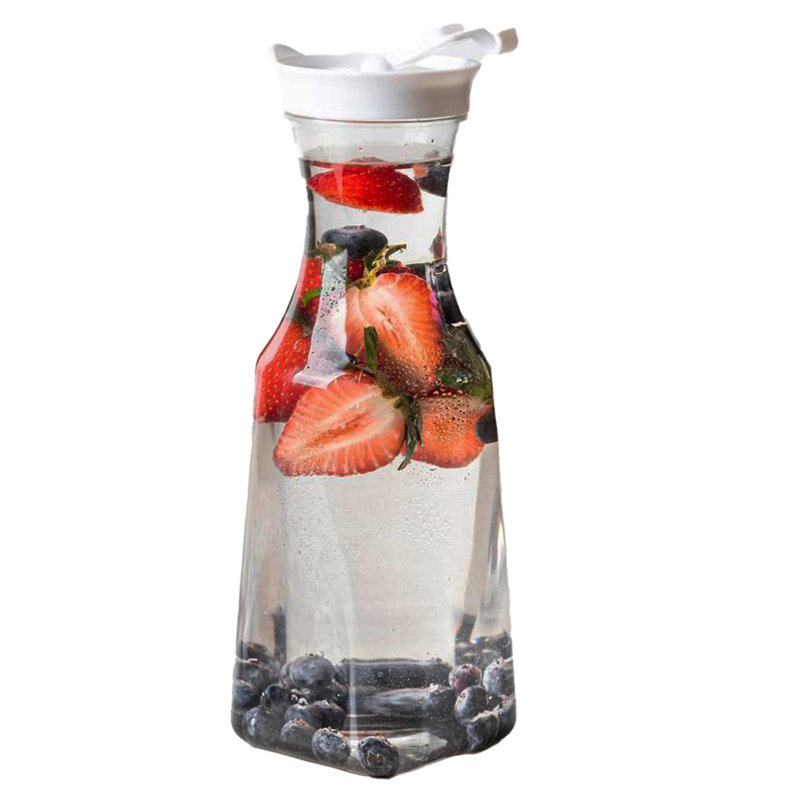 Carafe d'eau en plastique transparent avec couvercle rabattable Latitude Run®, Blanc / transparent, 34