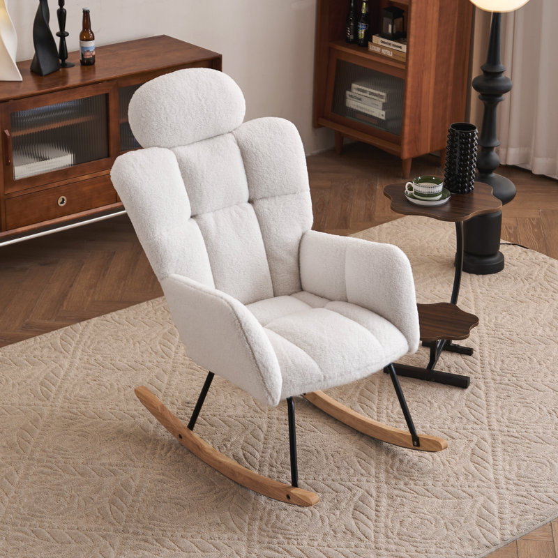 Chaise berçante en tissu avec dossier haut Teddy