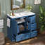Meuble-lavabo 42 po avec lavabo en céramique, armoire autoportante à 4 tiroirs, portes à fermeture douce et porte-serviettes réversible-1031493341