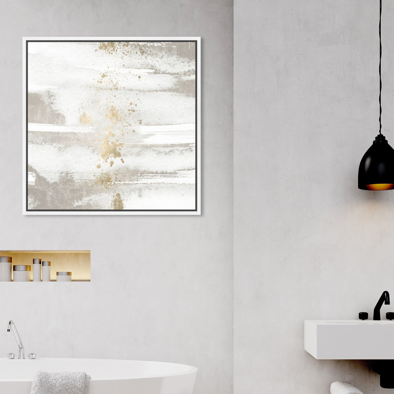 Bart " Abstract Sun And Rain, Modern & Contemporary White ", 16" H x 16" W x 1.5" D, White Framed